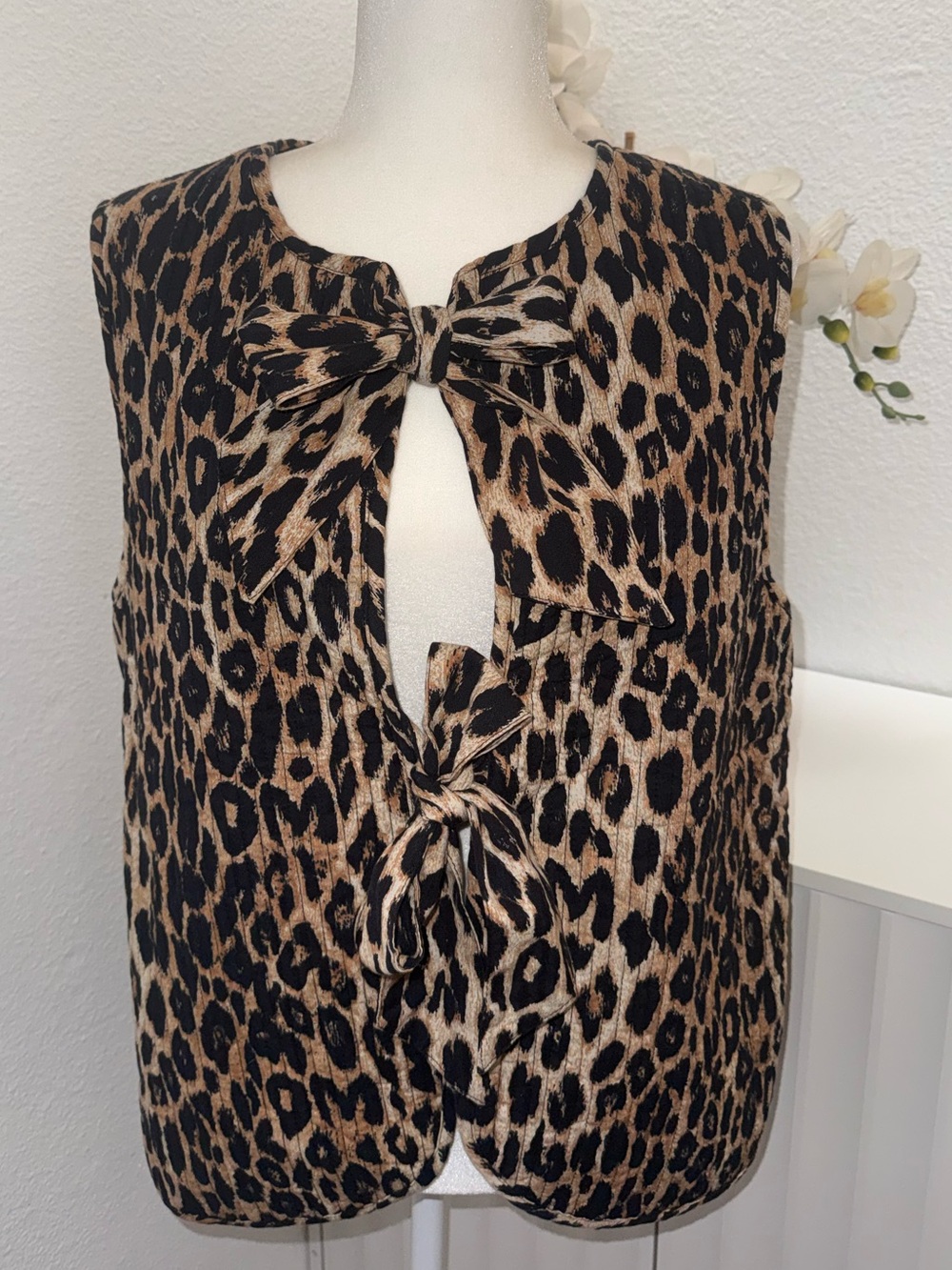 Damson Madder Tilly Leopard Print Quilted Gilet Vest UK 12 / US 8 - Picture 3 of 9